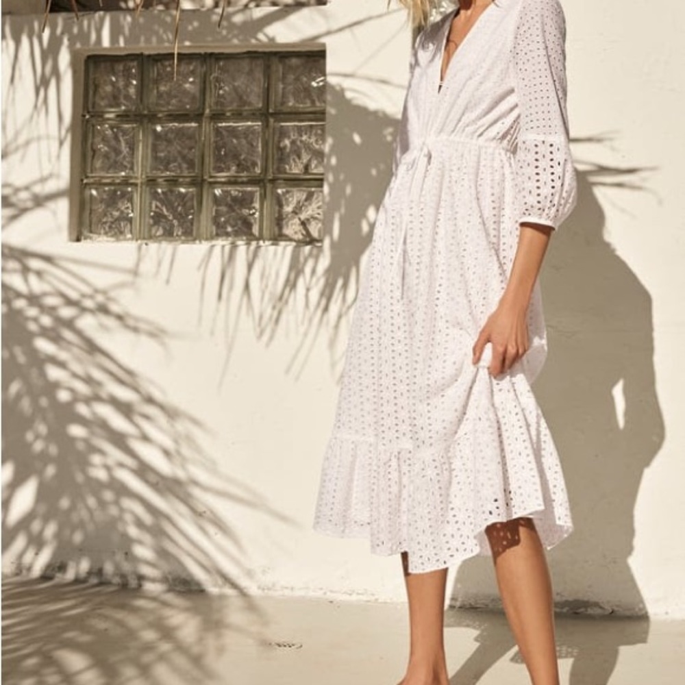 White Eyelet Midi Dress - Zara (worn once, excellent condition)